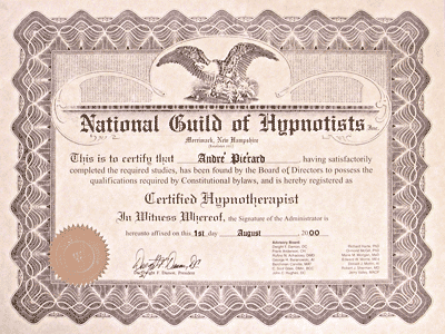 Certificat Hypnotiseur-Hypnothrapeute